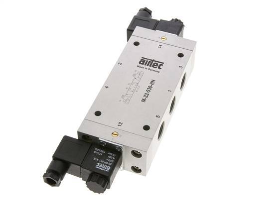 5/3 G1/2'' Center Closed Magnetventil 24V AC 3-10bar/42-140psi Airtec