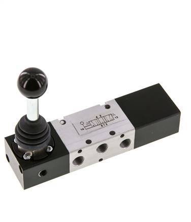 5/3 G1/8'' Auspuff Zentrum Handhebelventil -0,95-10bar/-13,2-140psi