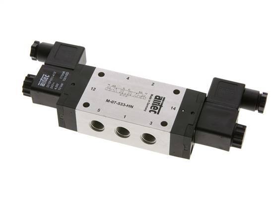 5/3 G1/4'' Auspuff-Mittelmagnetventil 24V DC 3-8bar/42-112psi Airtec