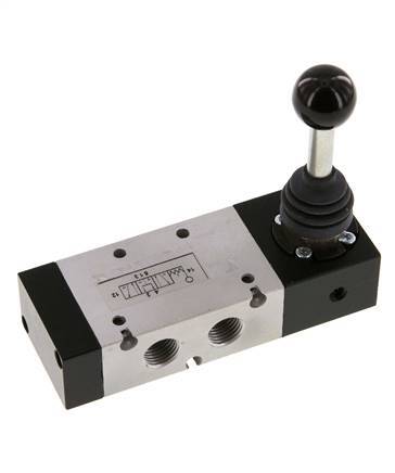 5/3 G1/4'' Druckzentrum Handhebelventil Raste -0,95-10bar/-13,2-140psi