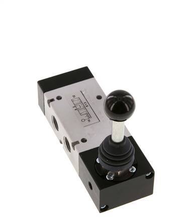 5/3 G1/4'' Druckzentrum Handhebelventil Raste -0,95-10bar/-13,2-140psi