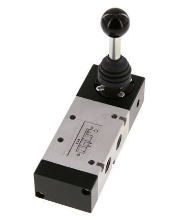 5/3 G1/4'' Druckzentrum Handhebelventil Raste -0,95-10bar/-13,2-140psi
