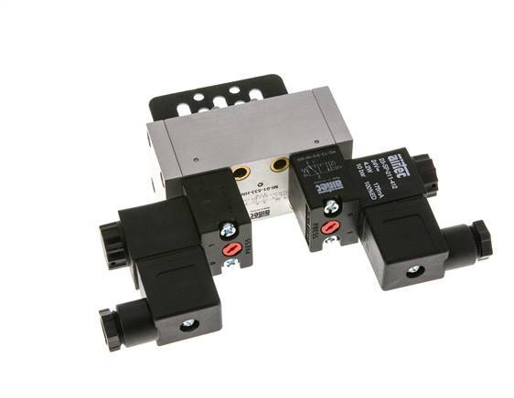 5/3 ISO 5599-1 Auspuff Zentrum Magnetventil 24V DC 3-10bar/42-140psi Airtec