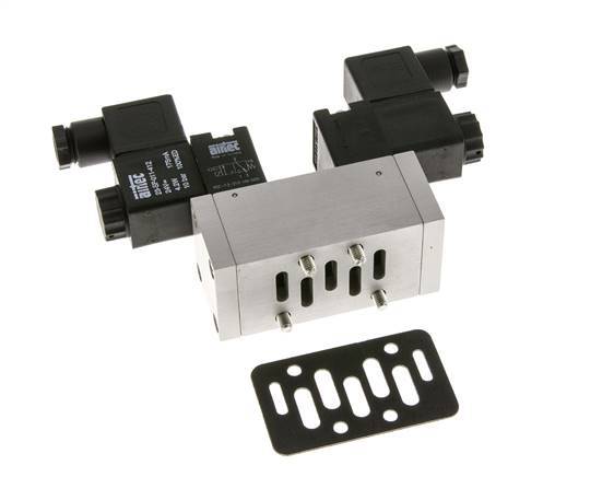 5/3 ISO 5599-1 Auspuff Zentrum Magnetventil 24V DC 3-10bar/42-140psi Airtec