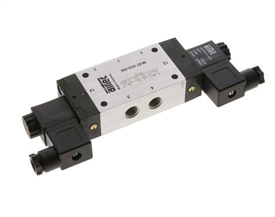 5/3 G1/4'' Auspuff-Mittelmagnetventil 12V DC 3-8bar/42-112psi Airtec