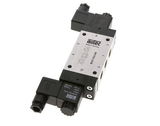 5/3 G1/4'' Auspuff-Mittelmagnetventil 12V DC 3-8bar/42-112psi Airtec