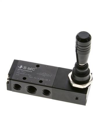 5/3 G1/4'' (G1/8'') Druckzentrum Handhebelventil Raste 0-8bar/0-112psi E.MC