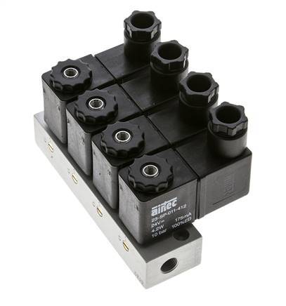 4x3/2 G1/8'' NC-Magnetventil 24V DC -0,95-10bar/-13,2-140psi Airtec
