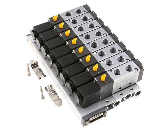 G1/4'' 8x Pneumatik-Ventilinsel 24V DC 1,5-8bar/21,0-112psi Mehrpolig E.MC