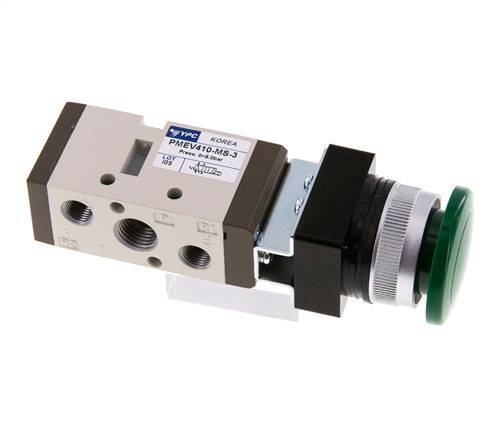 5/2 G1/4'' (G1/8'') Handballenventil grün 0-8bar/0-112psi YPC