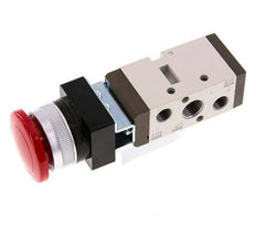 5/2 G1/4'' (G1/8'') Palm Button Valve Red 0-8bar/0-112psi YPC