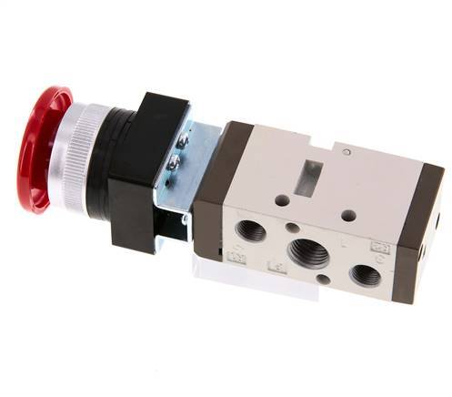5/2 G1/4'' (G1/8'') Palm Button Ventil Rot 0-8bar/0-112psi YPC