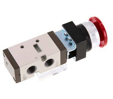 5/2 G1/4'' (G1/8'') Palm Button Ventil Rot 0-8bar/0-112psi YPC