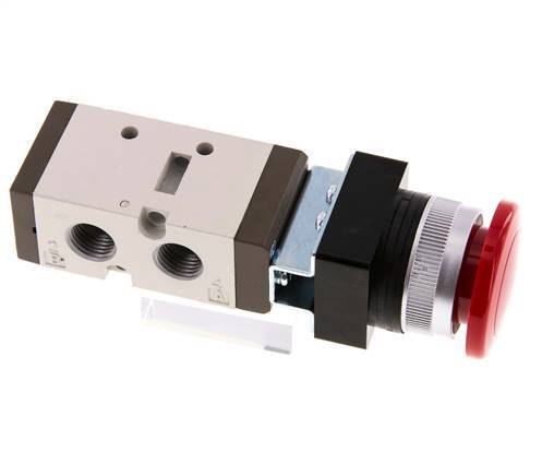 5/2 G1/4'' (G1/8'') Palm Button Ventil Rot 0-8bar/0-112psi YPC