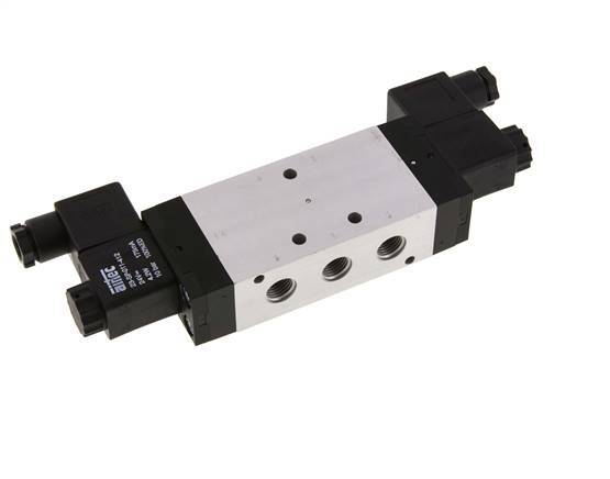 5/3 G1/4'' Exhaust Center Solenoid Valve 12V DC 3-10bar/42-140psi Airtec