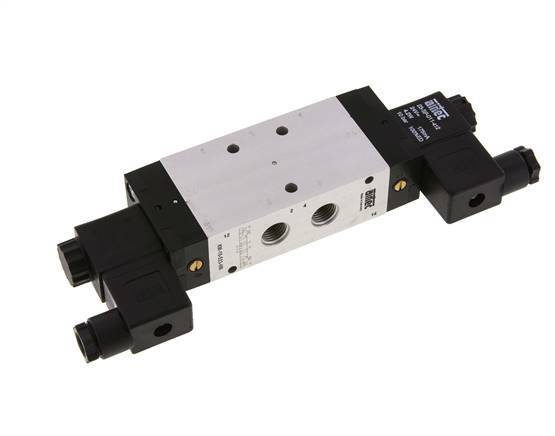 5/3 G1/4'' Auspuff-Mittelmagnetventil 12V DC 3-10bar/42-140psi Airtec