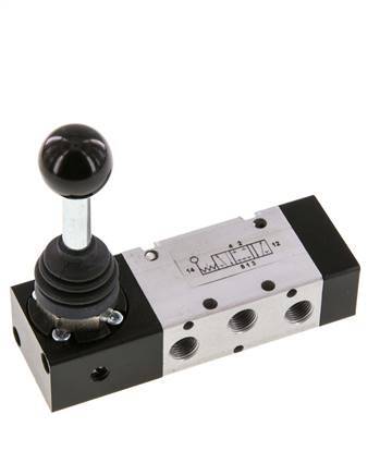 5/3 G1/8'' Mitte geschlossen Handhebelventil Raste -0,95-10bar/-13,2-140psi