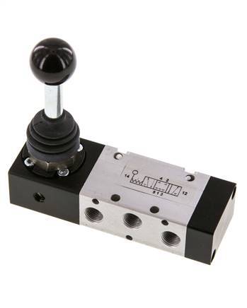 5/3 G1/8'' Mitte geschlossen Handhebelventil Raste -0,95-10bar/-13,2-140psi