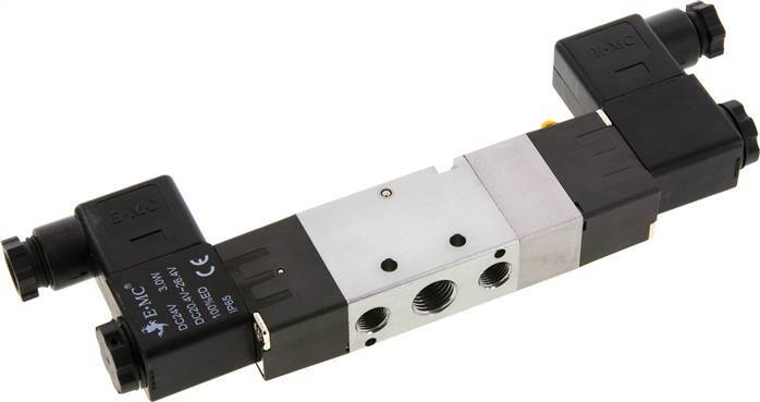 5/3 G1/4'' (G1/8'') Auspuff-Mittelmagnetventil 24V DC 1,5-8bar/21,0-112psi E.MC