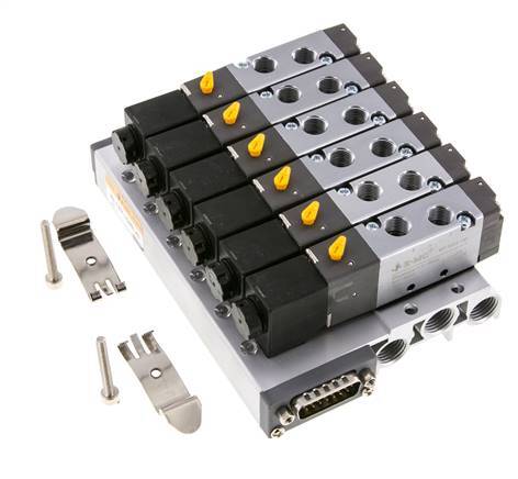 G1/8'' 6x Pneumatik-Ventilinsel 24V DC 1,5-8bar/21,0-112psi Mehrpolig E.MC