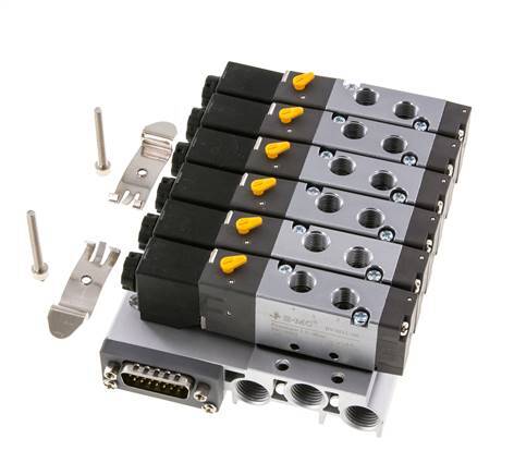 G1/8'' 6x Pneumatik-Ventilinsel 24V DC 1,5-8bar/21,0-112psi Mehrpolig E.MC