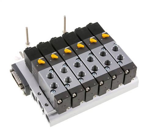 G1/8'' 6x Pneumatik-Ventilinsel 24V DC 1,5-8bar/21,0-112psi Mehrpolig E.MC