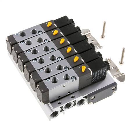 G1/8'' 6x Pneumatik-Ventilinsel 24V DC 1,5-8bar/21,0-112psi Mehrpolig E.MC