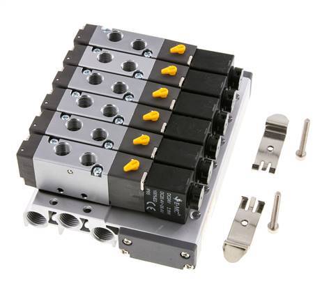 G1/8'' 6x Pneumatik-Ventilinsel 24V DC 1,5-8bar/21,0-112psi Mehrpolig E.MC