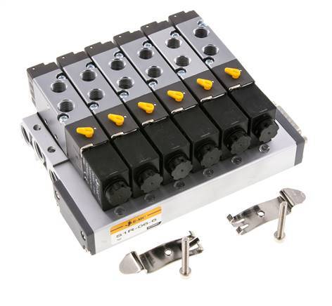 G1/8'' 6x Pneumatik-Ventilinsel 24V DC 1,5-8bar/21,0-112psi Mehrpolig E.MC