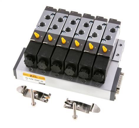 G1/8'' 6x Pneumatik-Ventilinsel 24V DC 1,5-8bar/21,0-112psi Mehrpolig E.MC