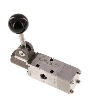 3/2 G1/4'' Handhebelventil Edelstahl Raste -0,95-12bar/-13,2-168psi