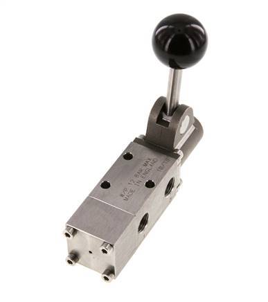 3/2 G1/4'' Handhebelventil Edelstahl Raste -0,95-12bar/-13,2-168psi