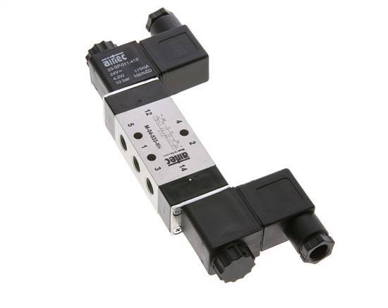 5/3 G1/8'' Auspuff-Mittelmagnetventil 24V DC 3-10bar/42-140psi Airtec