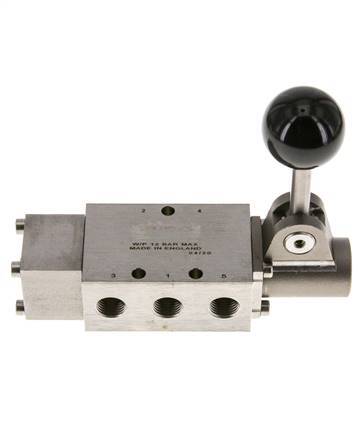 5/2 G1/4'' Handhebelventil Edelstahl Raste -0,95-12bar/-13,2-168psi