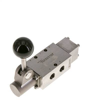 5/2 G1/4'' Handhebelventil Edelstahl Raste -0,95-12bar/-13,2-168psi