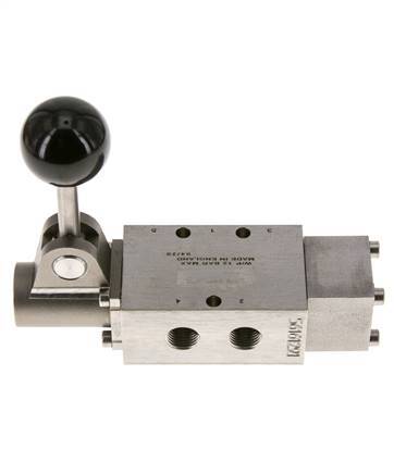 5/2 G1/4'' Handhebelventil Edelstahl Raste -0,95-12bar/-13,2-168psi