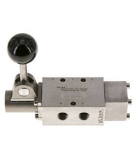 5/2 G1/4'' Handhebelventil Edelstahl Raste -0,95-12bar/-13,2-168psi