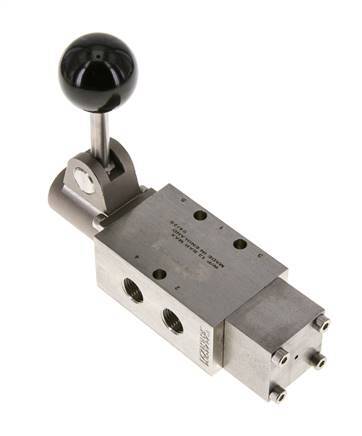 5/2 G1/4'' Handhebelventil Edelstahl Raste -0,95-12bar/-13,2-168psi