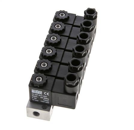 6x3/2 G1/8'' NC-Magnetventil 230V AC -0,95-10bar/-13,2-140psi Airtec