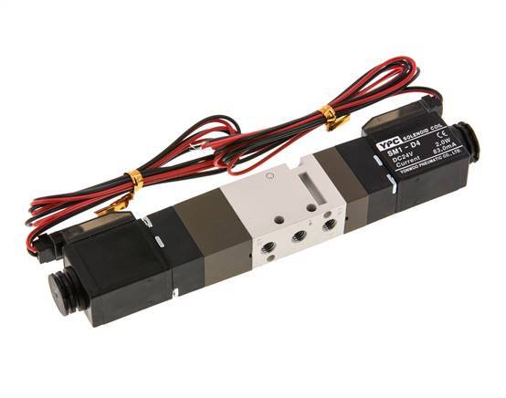 5/3 M5 Zentrum geschlossen Magnetventil 24V DC 2-10bar/28-140psi 2-poliger Stecker YPC