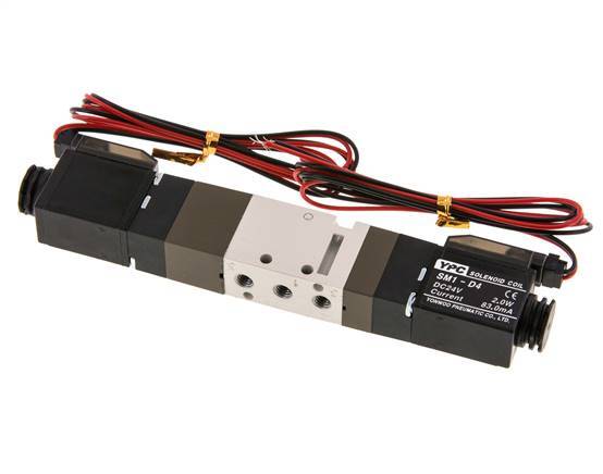 5/3 M5 Zentrum geschlossen Magnetventil 24V DC 2-10bar/28-140psi 2-poliger Stecker YPC