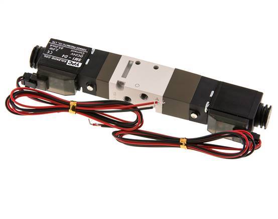 5/3 M5 Zentrum geschlossen Magnetventil 24V DC 2-10bar/28-140psi 2-poliger Stecker YPC