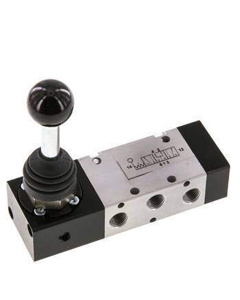 5/3 G1/8'' Druckzentrum Handhebelventil Raste -0,95-10bar/-13,2-140psi