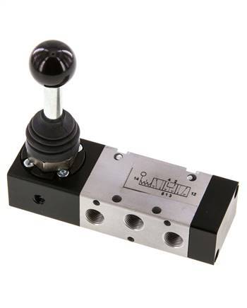 5/3 G1/8'' Druckzentrum Handhebelventil Raste -0,95-10bar/-13,2-140psi
