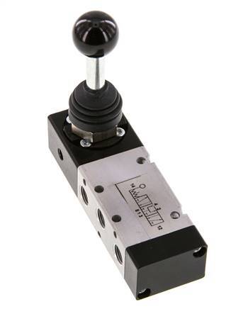 5/3 G1/8'' Druckzentrum Handhebelventil Raste -0,95-10bar/-13,2-140psi