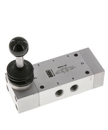 5/3 G1/4'' Auspuff Zentrum Handhebel Ventil Raste 0-12bar/0-168psi Airtec