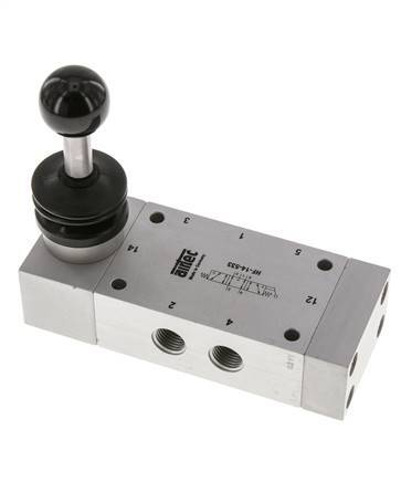 5/3 G1/4'' Auspuff Zentrum Handhebel Ventil Raste 0-12bar/0-168psi Airtec