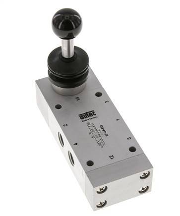 5/3 G1/4'' Auspuff Zentrum Handhebel Ventil Raste 0-12bar/0-168psi Airtec