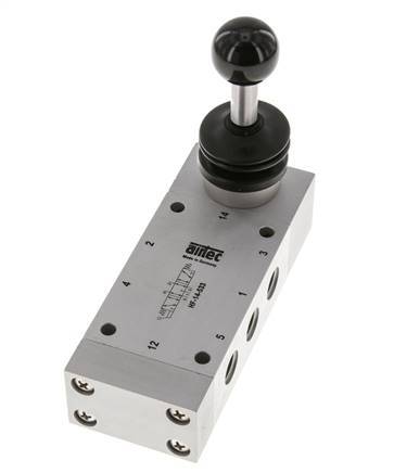 5/3 G1/4'' Auspuff Zentrum Handhebel Ventil Raste 0-12bar/0-168psi Airtec