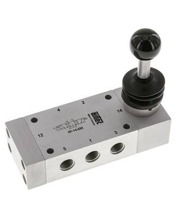 5/3 G1/4'' Auspuff Zentrum Handhebel Ventil Raste 0-12bar/0-168psi Airtec